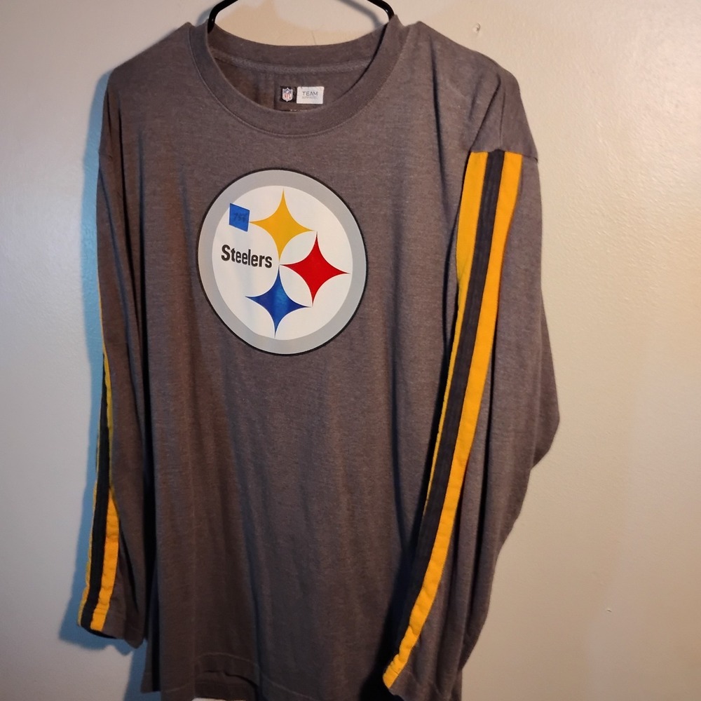 Pittsburgh Steelers NFL Apparel Long Sleeve Logo Sewn Stripe Sleeves Mens Large - Picture 10 of 16